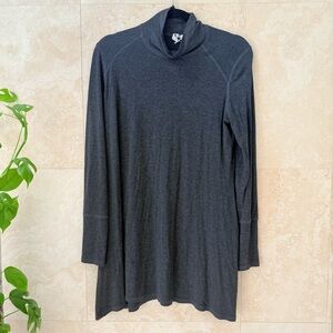 Cable & Gauge Cowl Neck Tunic Top Heathered Gray Long Sleeve Relaxed Fit